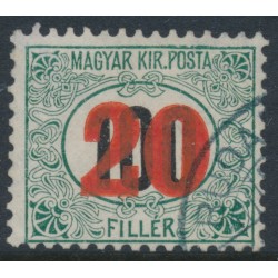 HUNGARY - 1915 20f on 100f green/black Postage Due, crown watermark, used – Michel # P35
