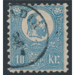 HUNGARY - 1871 10Kr blue Emperor Franz Josef (lithographed), used – Michel # 4a