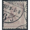 HUNGARY - 1901 5Kr brown-purple/black Emperor, perf. 12:11½, crown in circle watermark, used – Michel # 70A