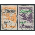 HUNGARY - 1931 1P orange & 2P violet Turul airmail o/p Zeppelin, used – Michel # 478-479