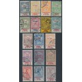 HUNGARY - 1914 Flood Relief set of 17 with War Relief overprints, used – Michel # 145-161