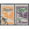 HUNGARY - 1931 1P orange & 2P violet Turul airmail o/p Zeppelin, used – Michel # 478-479