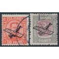 ICELAND - 1928 10a red & 50a grey/purple Airmail overprints set of 2, used – Facit # 160-161
