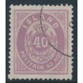 ICELAND - 1891 40a lilac Numeral, perf. 14:13½, used – Facit # 17c