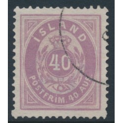 ICELAND - 1891 40a lilac Numeral, perf. 14:13½, used – Facit # 17c