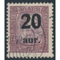 ICELAND - 1922 20aur overprint on 40a purple King Christian IX, used – Facit # 100