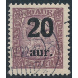 ICELAND - 1922 20aur on 40a purple King Christian IX, used – Facit # 100