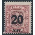 ICELAND - 1922 20aur on 40a purple Two Kings, used – Facit # 106