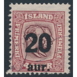 ICELAND - 1922 20aur on 40a purple Two Kings, used – Facit # 106