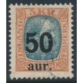 ICELAND - 1925 50aur overprint on 5Kr red-brown/grey King Christian IX, used – Facit # 102