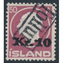 ICELAND - 1925 10Kr overprint on 50a purple-red King Frederik VIII, used – Facit # 122