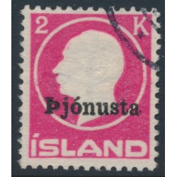 ICELAND - 1922 2Kr rose King Frederik VIII o/p Þjónusta, used – Facit # TJ53II