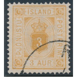 ICELAND - 1882 3a yellow-orange Numeral, perf. 14:13½, ÞJÓNUSTU (Official), used – Facit # TJ4b