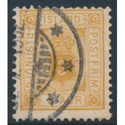 ICELAND - 1896 3a ochre Numeral, perf. 12¾, ÞJÓNUSTU, used – Facit # TJ10a