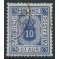 ICELAND - 1876 10a ultramarine Numeral, perf. 14:13½, ÞJÓNUSTU, used – Facit # TJ6a