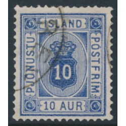 ICELAND - 1876 10a ultramarine Numeral, perf. 14:13½, ÞJÓNUSTU, used – Facit # TJ6a