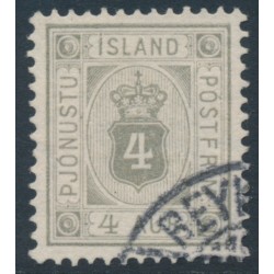 ICELAND - 1900 4a grey Numeral, perf. 12¾, ÞJÓNUSTU, used – Facit # TJ11