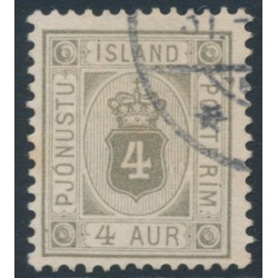 ICELAND - 1900 4a grey Numeral, perf. 12¾, ÞJÓNUSTU, used – Facit # TJ11