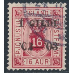 ICELAND - 1902 16a carmine Numeral, Þjónustu o/p Í GILDI, used – Facit # TJ18b