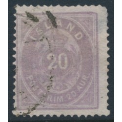 ICELAND - 1876 20a violet Numeral, perf. 14:13½, used – Facit # 14a