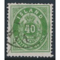 ICELAND - 1876 40a green Numeral, perf. 14:13½, used – Facit # 16