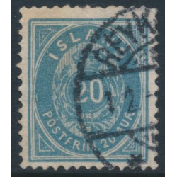 ICELAND - 1896 20a blue Numeral, perf. 12¾, used – Facit # 28b