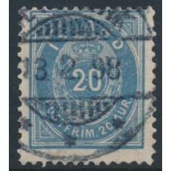 ICELAND - 1896 20a blue Numeral, perf. 12¾, used – Facit # 28b