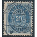 ICELAND - 1896 20a ultramarine Numeral, perf. 12¾, used – Facit # 28a