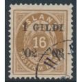 ICELAND - 1902 16a brown Numeral, perf. 12¾, overprinted Í GILDI ’02-‘03, used – Facit # 54