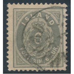 ICELAND - 1896 6a grey Numeral, perf. 12¾, used – Facit # 25