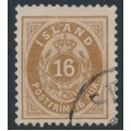 ICELAND - 1896 16a brown Numeral, perf. 12¾, used – Facit # 27