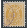 ICELAND - 1901 3a brown-yellow Numeral (large 3), perf. 12¾, used – Facit # 21