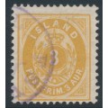 ICELAND - 1901 3a brown-yellow Numeral (large 3), perf. 12¾, used – Facit # 21