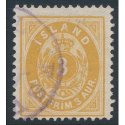 ICELAND - 1901 3a brown-yellow Numeral (large 3), perf. 12¾, used – Facit # 21