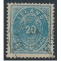 ICELAND - 1891 20a greenish blue Numeral, perf. 14:13½, used – Facit # 15c