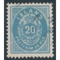 ICELAND - 1896 20a blue Numeral, perf. 12¾, used – Facit # 28b