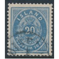 ICELAND - 1896 20a ultramarine Numeral, perf. 12¾, used – Facit # 28a
