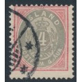ICELAND - 1900 4a red/grey Numeral, perf. 12¾, used – Facit # 22