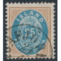 ICELAND - 1900 25a brown/blue Numeral, perf. 12¾, used – Facit # 29b