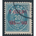 ICELAND - 1902 20a blue Numeral, perf. 12¾, overprinted Í GILDI ’02-‘03, used – Facit # 61