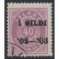 ICELAND - 1902 40a purple Numeral, perf. 14:13½, overprinted Í GILDI ’02-‘03, used – Facit # 42b