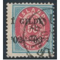 ICELAND - 1902 50a blue/red Numeral, perf. 12¾, overprinted Í GILDI ’02-‘03, used – Facit # 58