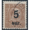 ICELAND - 1922 5aur on 16a purple-brown King Christian IX, used – Facit # 98