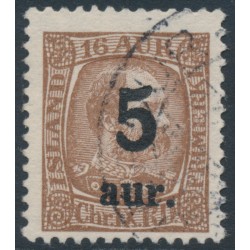 ICELAND - 1922 5aur on 16a purple-brown King Christian IX, used – Facit # 98