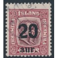 ICELAND - 1922 20aur on 40a purple Two Kings, used – Facit # 106