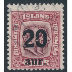 ICELAND - 1922 20aur on 40a purple Two Kings, used – Facit # 106