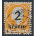 ICELAND - 1926 2Kr overprint on 25a orange Jón Sigurðsson, used – Facit # 106