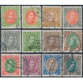ICELAND - 1931-1937 1e to 2Kr King Christian X set of 12, used – Facit # 145-156