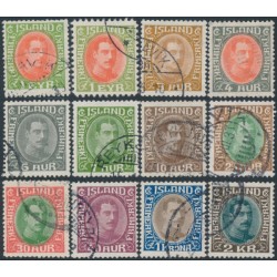 ICELAND - 1931-1937 1e to 2Kr King Christian X set of 12, used – Facit # 145-156