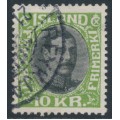 ICELAND - 1931 10Kr green/black King Christian X, used – Facit # 157